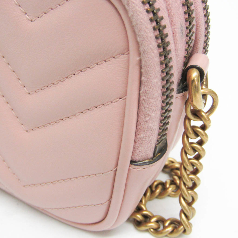 GUCCI Authentic Pink Leather GG Marmont Shoulder Bag - Picture 8 of 13